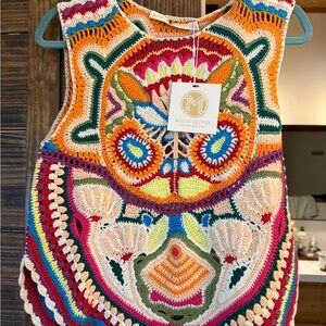 Marie Oliver Multicolor Crochet Tank in Orange, Pink, Blue, Green, Cream